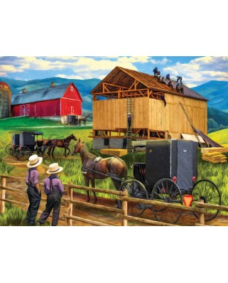 Puzzle SunsOut - Tom Wood: Raising the Barn, 500 piese (Sunsout-28910)