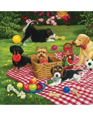 Puzzle SunsOut - William Vanderdasson: Puppies take over, 500 piese (Sunsout-30476)
