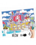 Puzzle de colorat Educa - Pirates Colouring Puzzle, 100 piese (18070)
