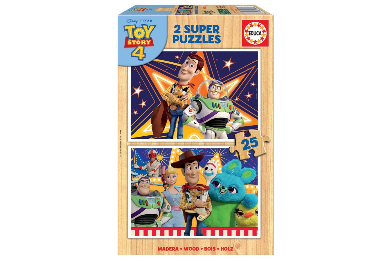 Puzzle din lemn Educa - Toy Story 4, 2x25 piese (18083)