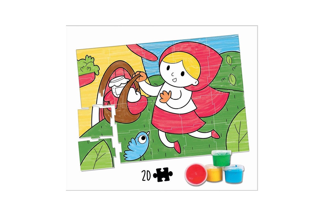 Puzzle de colorat Educa - Little Red Riding Hood Colouring Puzzle, 20 piese (18210)