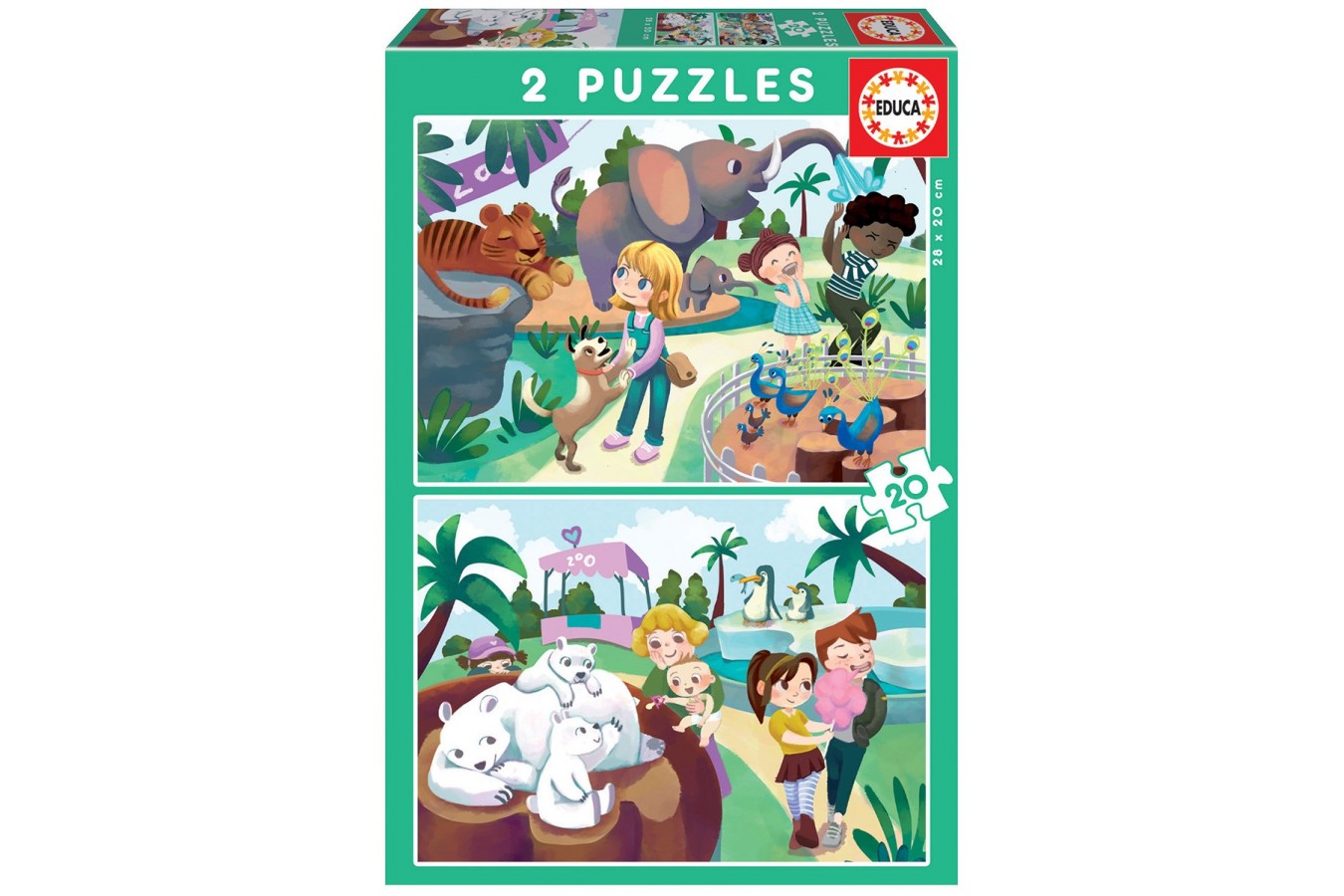 Puzzle Educa - In The Zoo, 2x20 piese (18603)