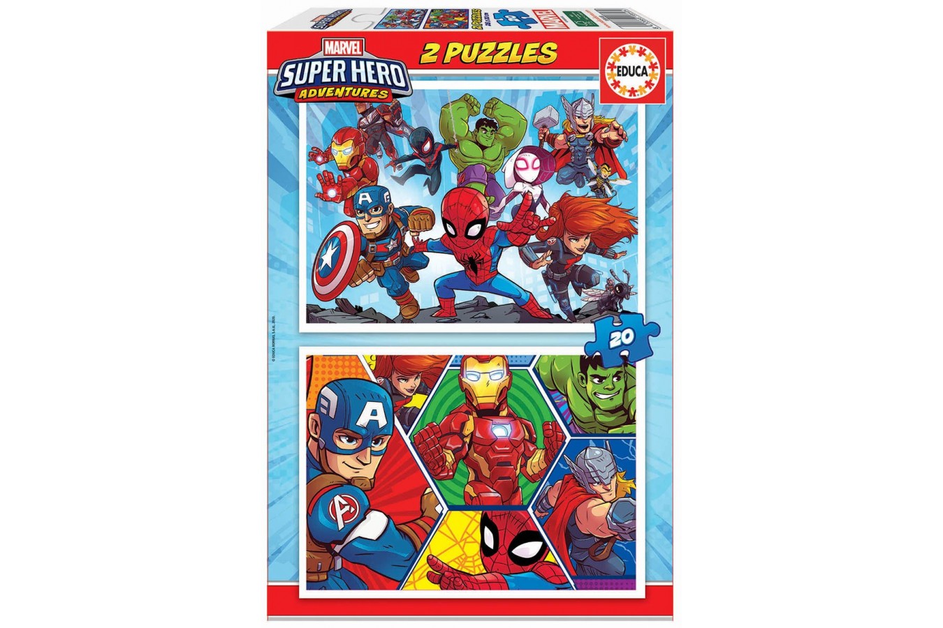 Puzzle Educa - Marvel Super Heroe Adventures, 2x20 piese (18648)
