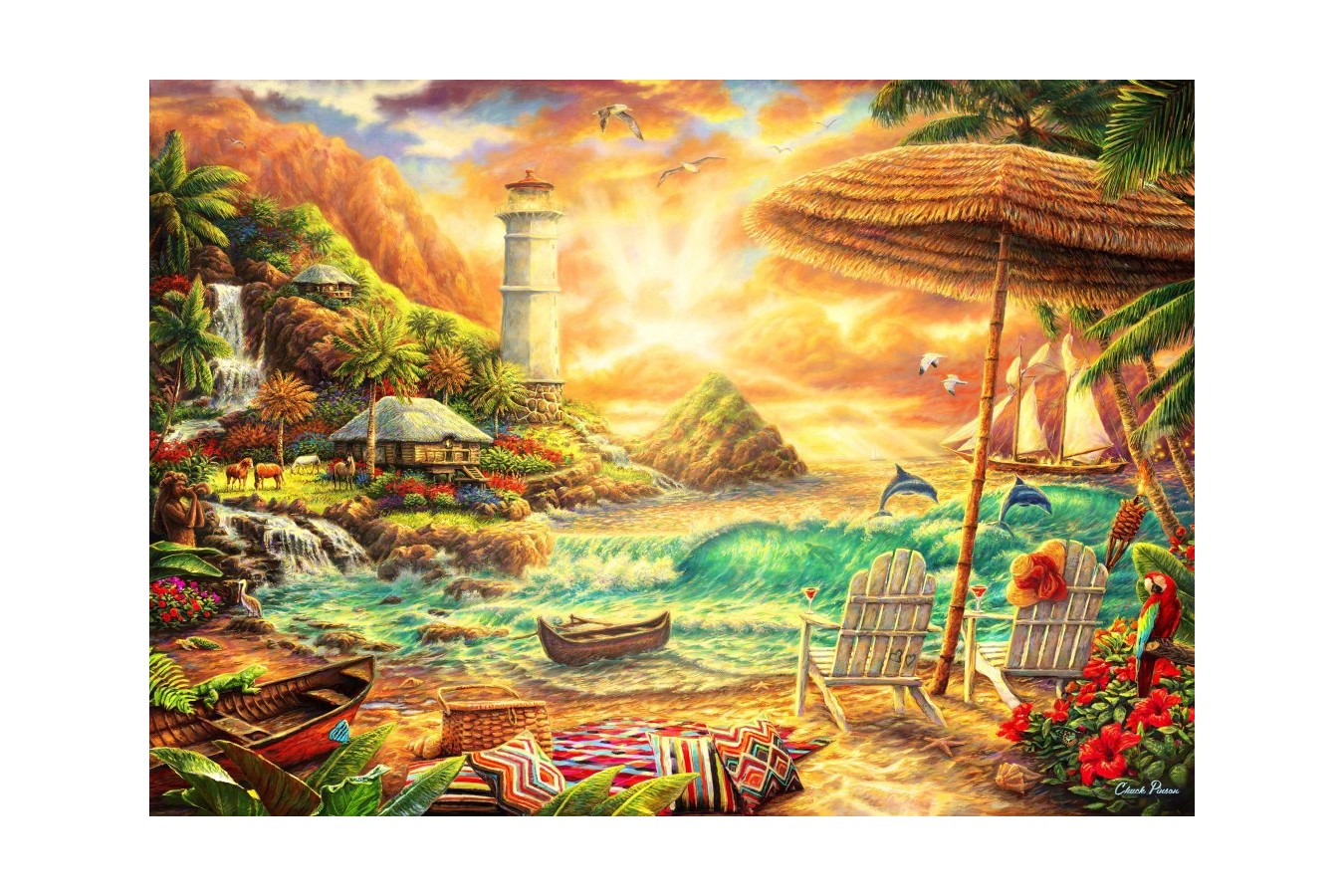 Puzzle 1000 piese - Chuck Pinson: Love the Beach (Bluebird-Puzzle-70417)