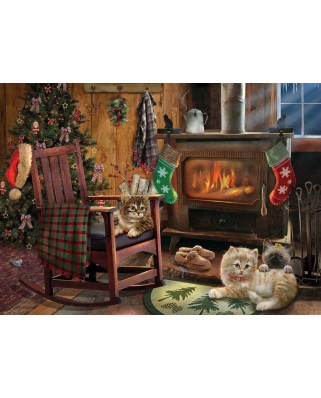 Puzzle Cobble Hill - Kittens by the Stove, 500 piese XXL (Cobble-Hill-85068)
