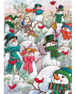 Puzzle Cobble Hill - Hill of a Lot of Snowmen, 500 piese XXL (Cobble-Hill-85081)