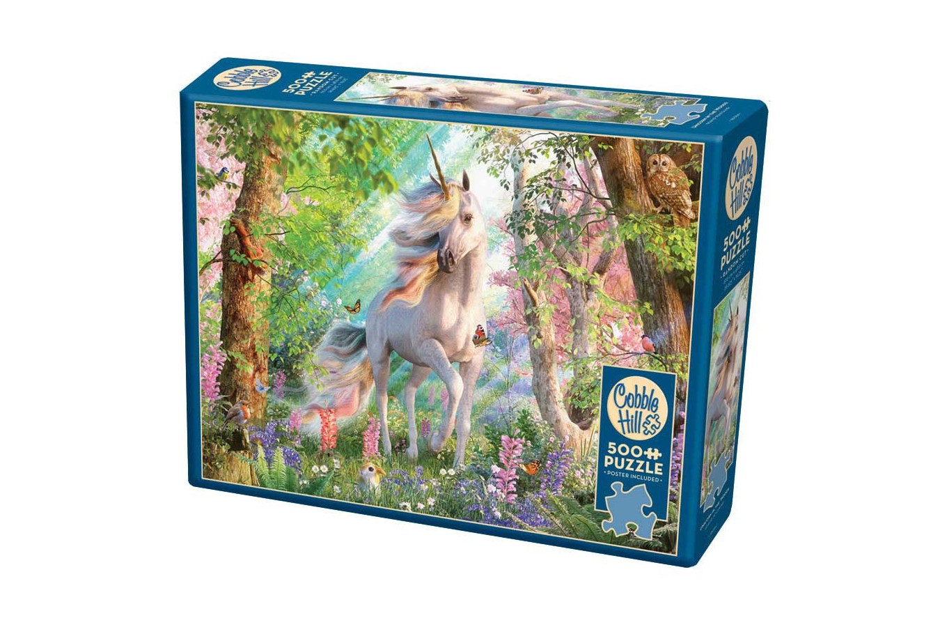 Puzzle din lemn Cobble Hill - Unicorn in the Woods, 500 piese XXL (Cobble-Hill-85084)