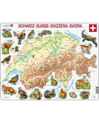 Puzzle Larsen - Physical map of Switzerland, 75 piese (K51-V1)