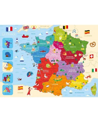 Puzzle Nathan - Map of France, 250 piese (86875)