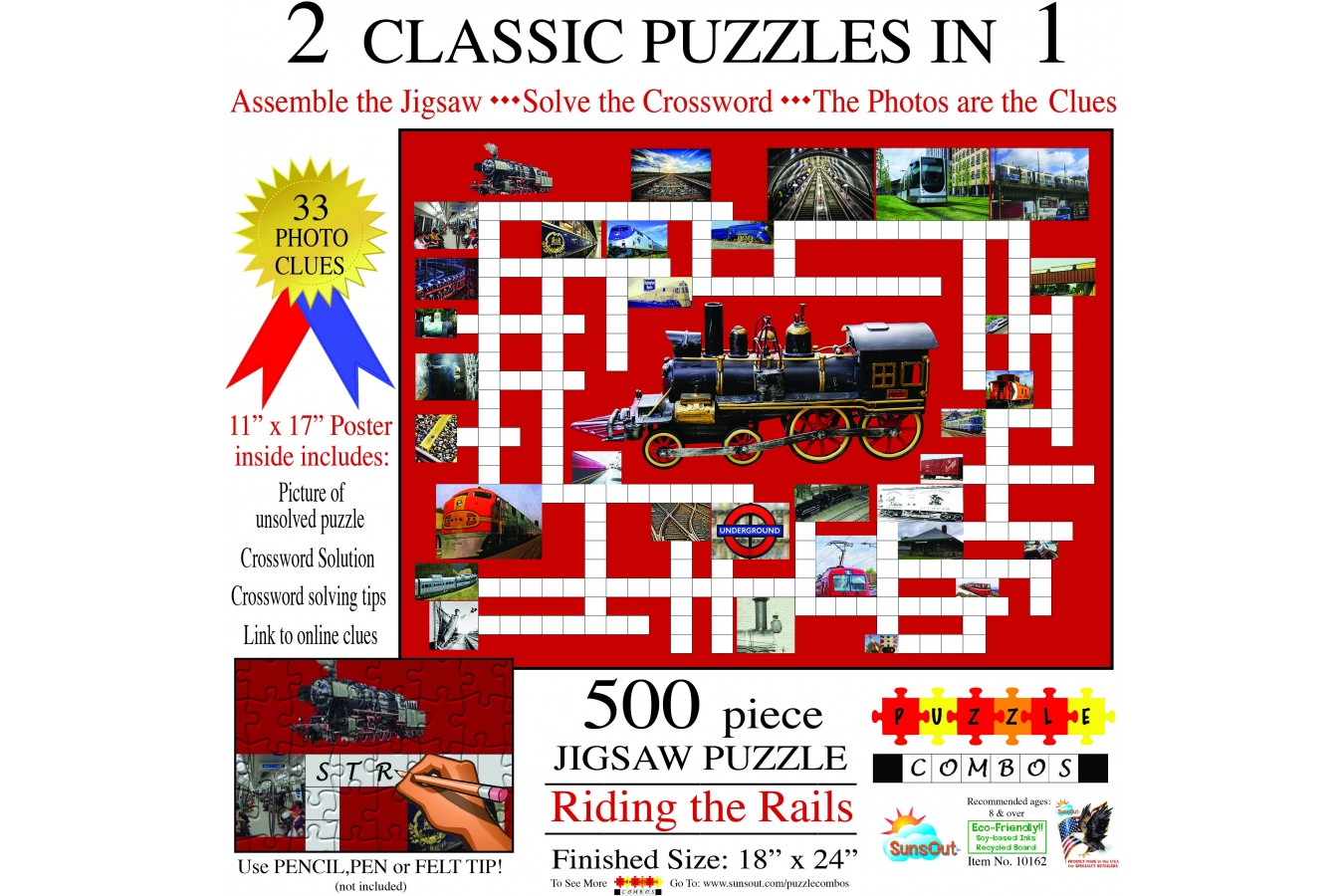 Puzzle SunsOut - Irv Brechner: Puzzle Combo: Riding the Rails, 500 piese (Sunsout-10162)