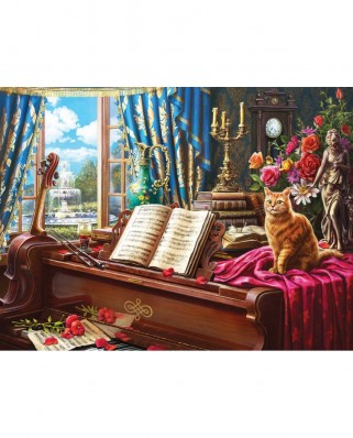 Puzzle SunsOut - Grand Piano Cat, 1000 piese (Sunsout-42936)