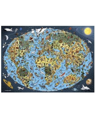 Puzzle Dino - Illustrated World Map, 1000 piese (53281)