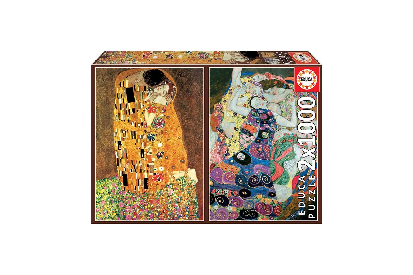 Puzzle Educa - Gustav Klimt: The Kiss + The Virgin, 2x1.000 piese (18488)