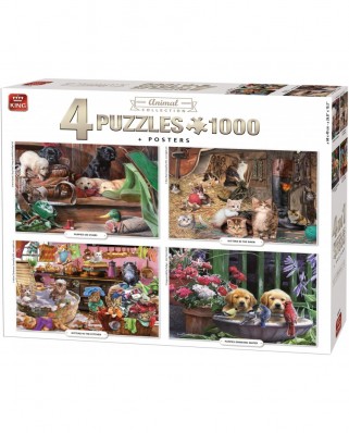 Puzzle King International - Animal Collection, 4x1000 piese (King-Puzzle-55931)