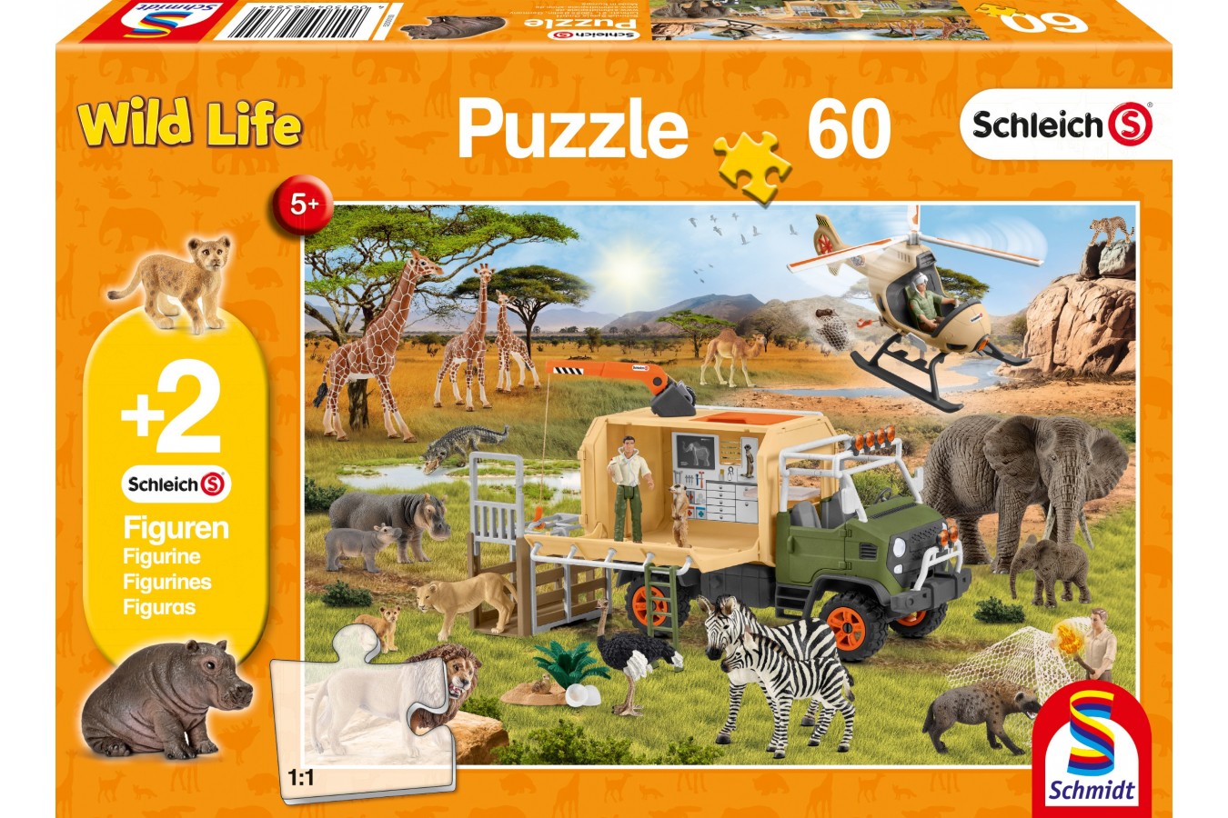 Puzzle Schmidt - Schleich Animal Rescue, 60 piese, contine figurina Schleich (56384)