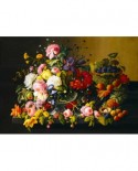 Puzzle 1000 piese - Severin Roesen: Still Life, Flowers and Fruit, 1855 (Art-by-Bluebird-60030)