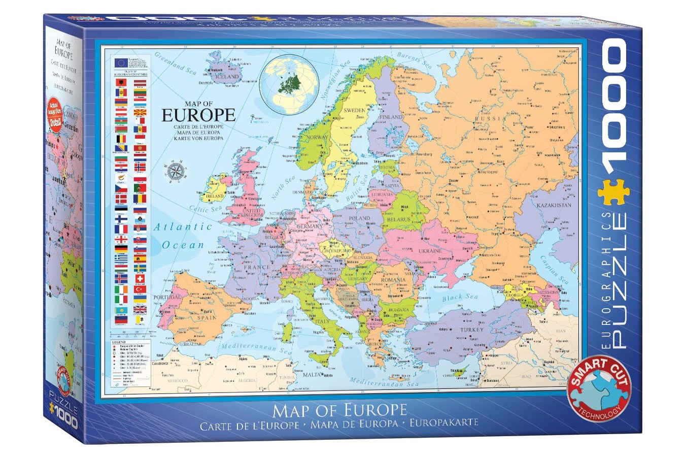 Puzzle Eurographics - Map of Europe, 1000 piese (6000-0789)