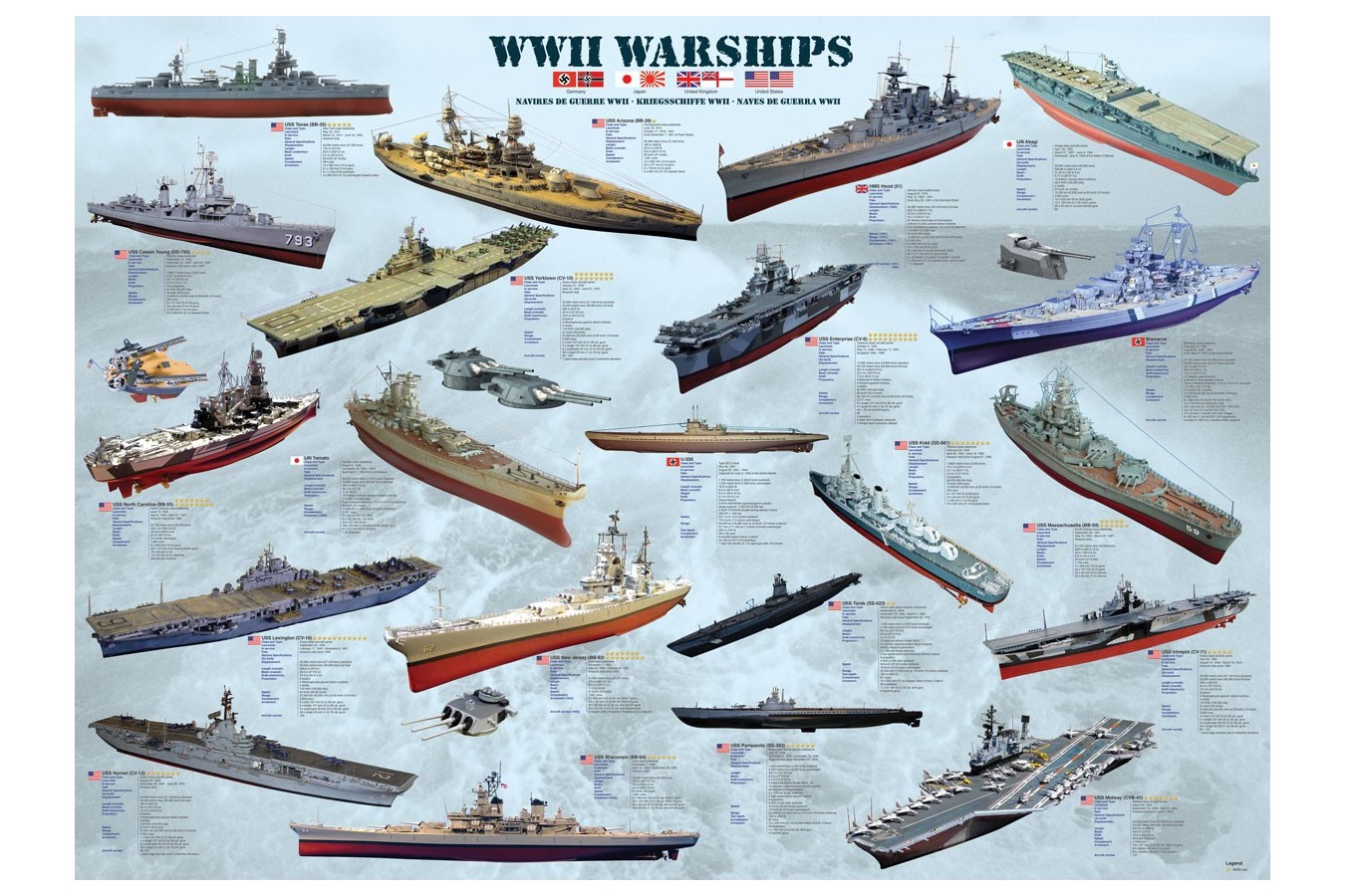 Puzzle Eurographics - World War II Warships, 1000 piese (6000-0133)