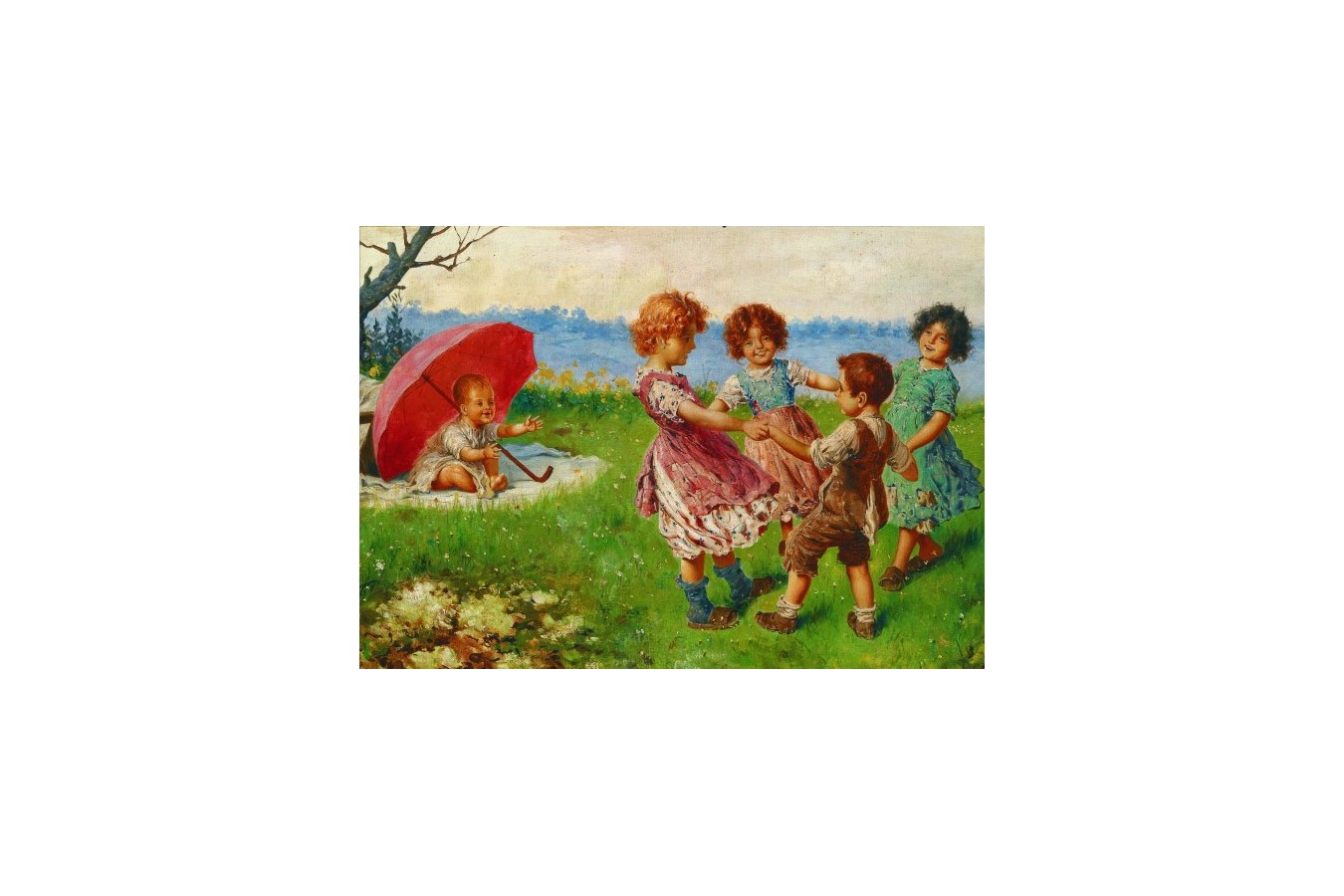 Puzzle Gold Puzzle - Federico Olivia: Playing Children, 500 piese (Gold-Puzzle-60676)
