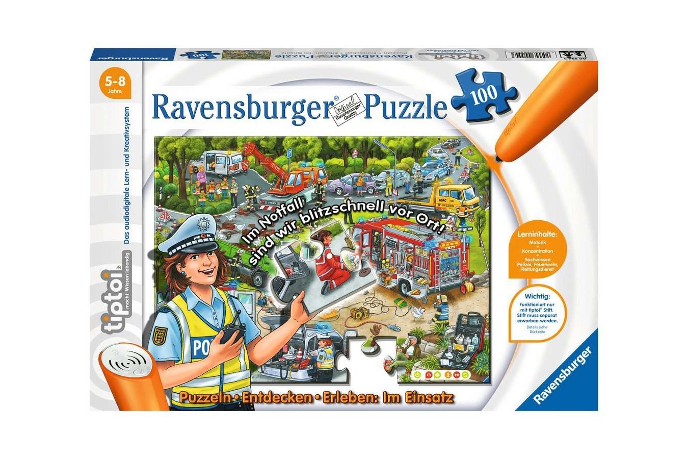 Puzzle Ravensburger - Tiptoi Strada In Constructie, 100 piese XXL (00554)