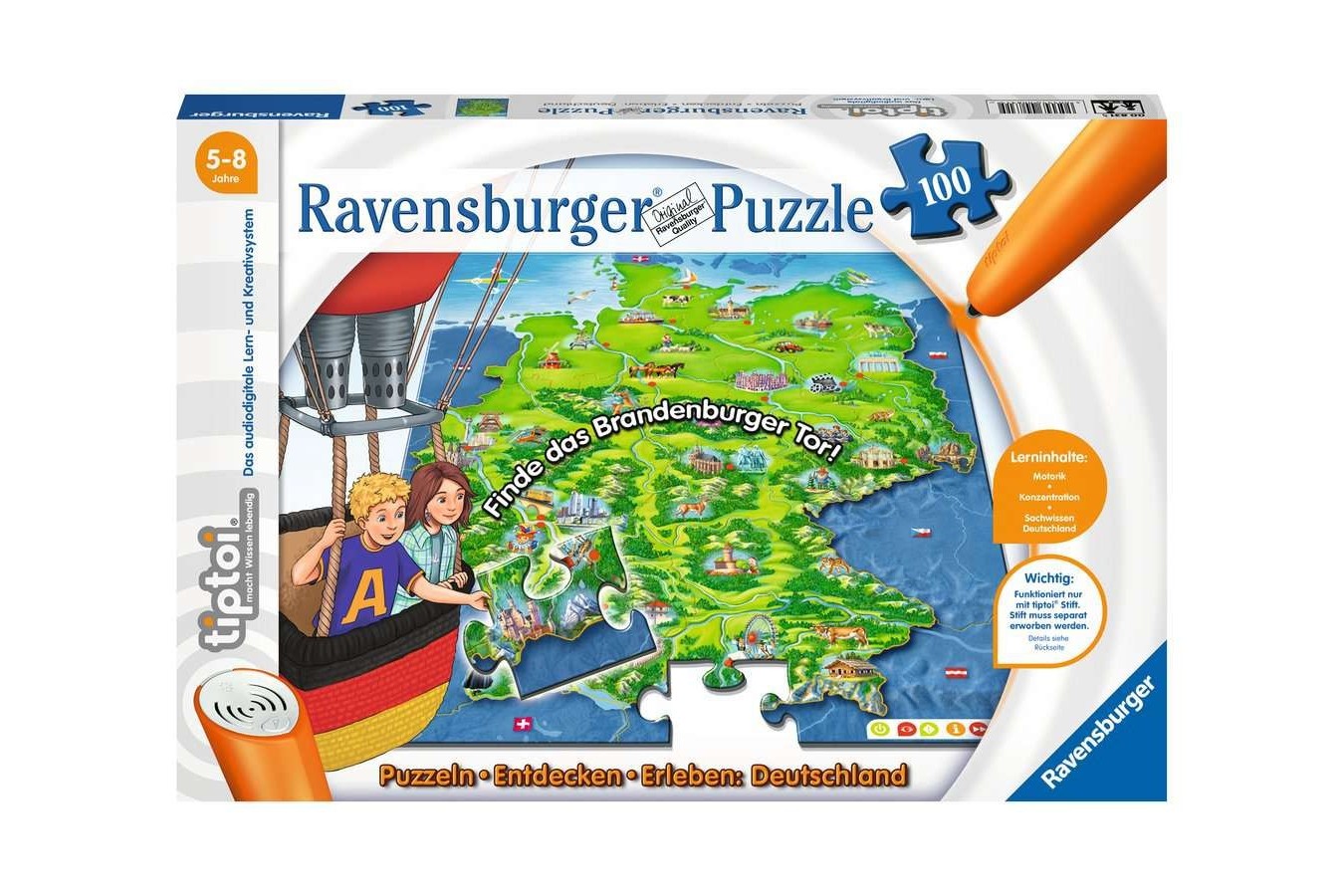 Puzzle Ravensburger - Tiptoi Harta, 100 piese XXL (00831)