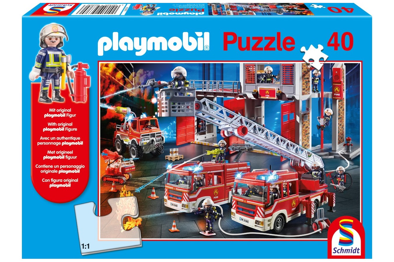 Puzzle Schmidt - Pompieri, 40 piese, include figurina Playmobil (56380)