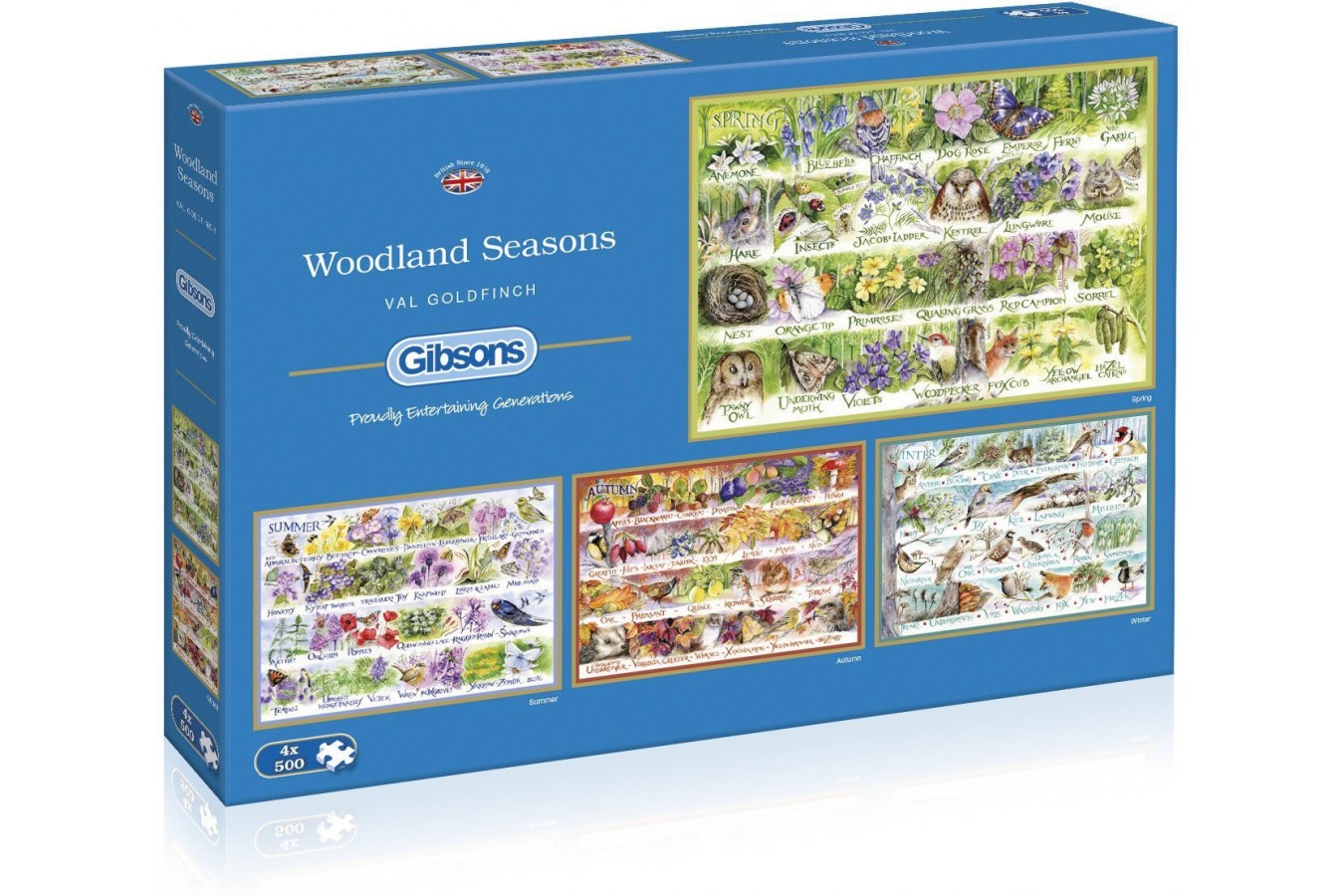 Puzzle Gibsons - Woodland Seasons, 4x500 piese (65101)