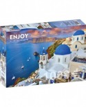 Puzzle 1000 piese Enjoy - Santorini View with Boats, Greece (Enjoy-1086)
