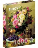 Puzzle 1000 piese Enjoy - Jean-Baptiste Robie: Still Life with Roses (Enjoy-1107)