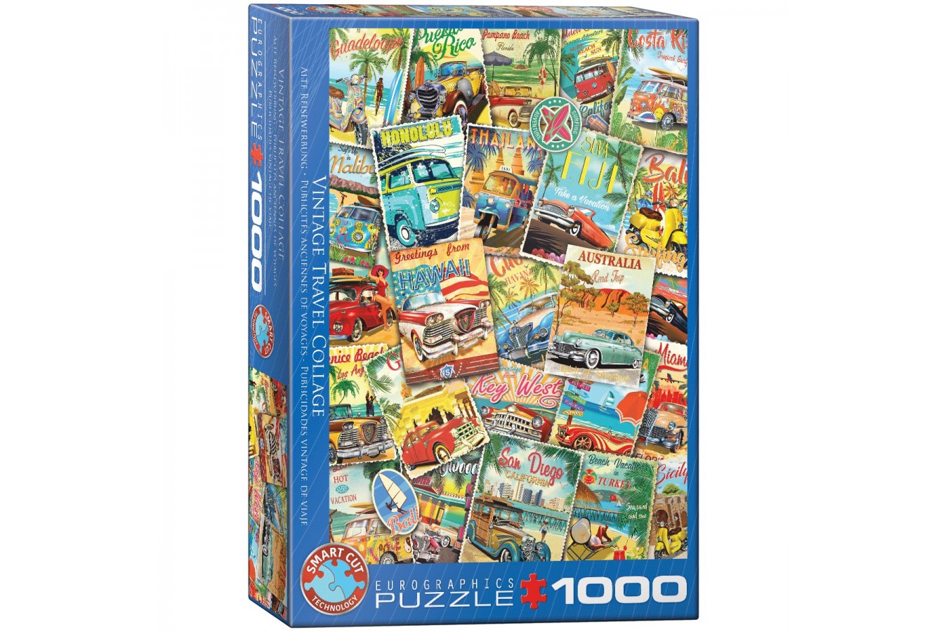 Puzzle 1000 piese - Vintage Travel Collage (Eurographics-6000-5628)