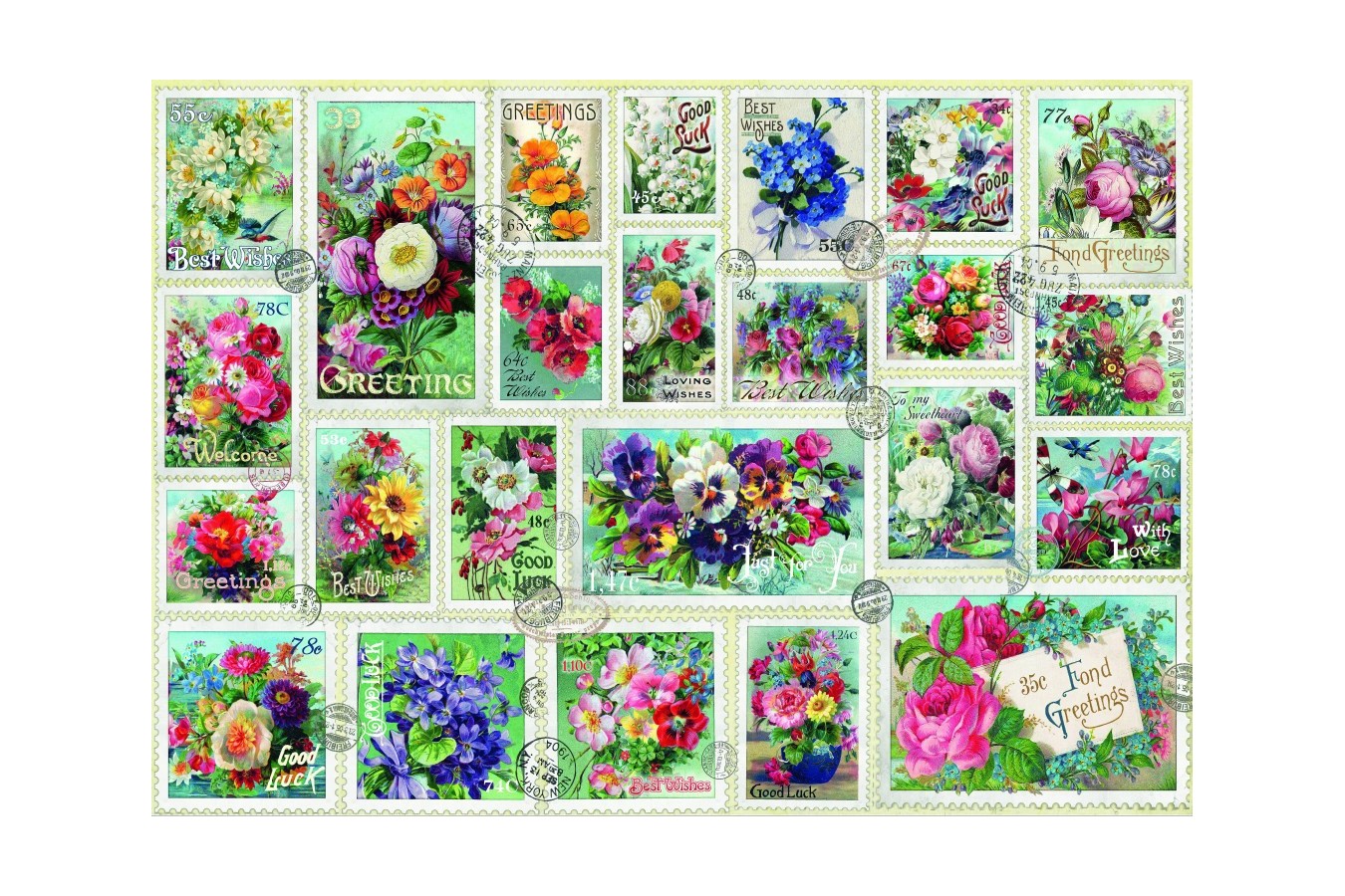 Puzzle 2000 piese - Stamp Flower Collection (Bluebird-Puzzle-70472)