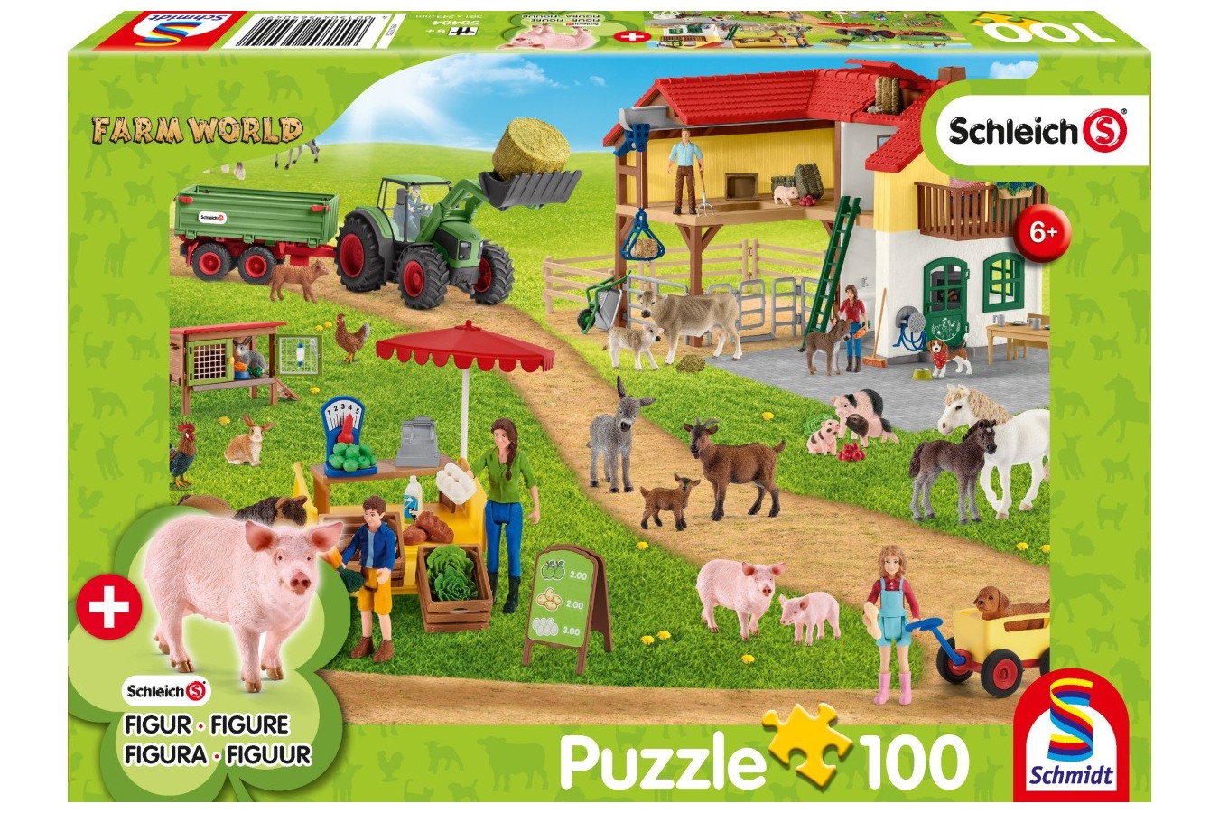 Puzzle 100 piese - Farm World: Ferma Si Piata (Schmidt-56404)