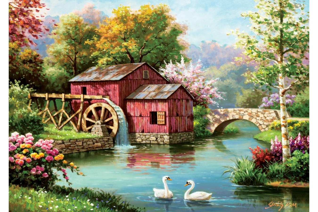 Puzzle 1000 piese - Red Old Mill (Art-Puzzle-5188)