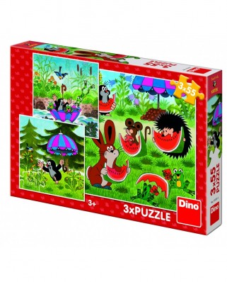 Puzzle 3x55 piese - Little Mole and the Umbrella (Dino-33526)