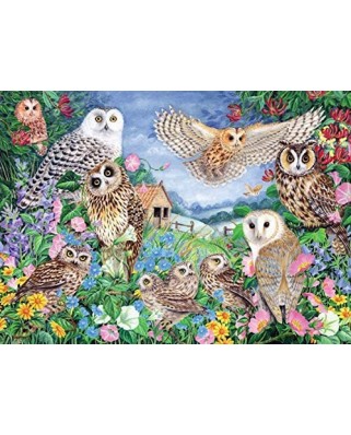 Puzzle 1000 piese din lemn - Owls in the Woods (Jumbo-11286)