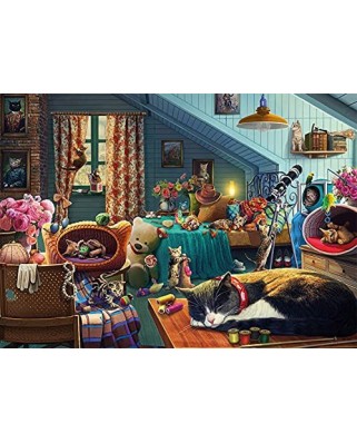 Puzzle 500 piese - Cats in the Attic (Jumbo-11300)
