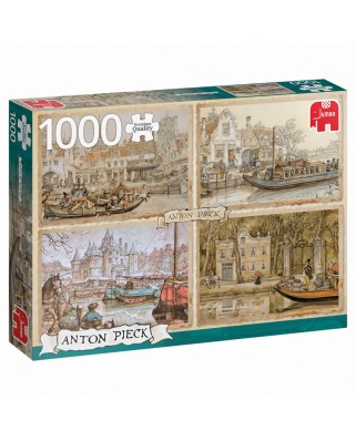 Puzzle 1000 piese - Anton Pieck: Canal Boats (Jumbo-18855)