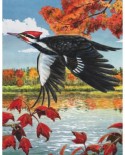 Puzzle 100 piese mini din lemn - Pileated Woodpecker (New-York-Puzzle-CB1858)