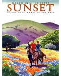 Puzzle 500 piese XXL - Sunset - Horses in The Hills (New-York-Puzzle-SU2006)