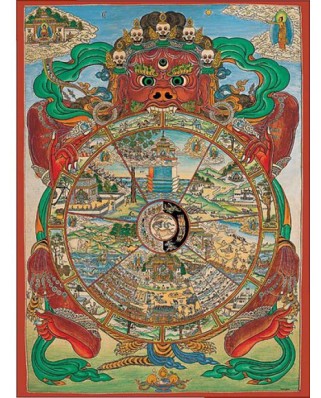 Puzzle 1000 piese - Tibetan Wheel of Life (Pomegranate-AA553)