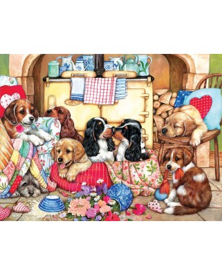 Puzzle 300 piese XXL - Puppies in the Kitchen (Sunsout-36456)
