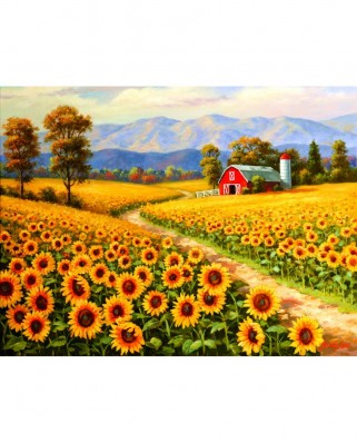 Puzzle 300 piese XXL - Red River Sunflower Farm (Sunsout-36624)