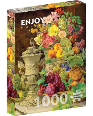 Puzzle 1000 piese - Ferdinand Georg Waldmuller: Still Life with Fruits (Enjoy-1218)