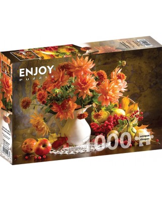 Puzzle 1000 piese Enjoy - Still Life with Orange Dahlias (Enjoy-1233)