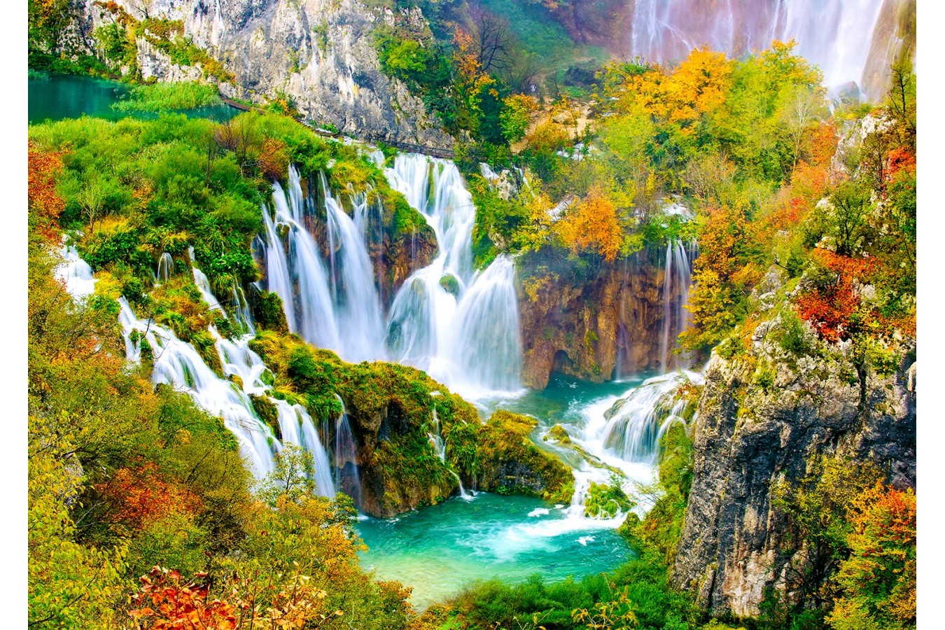 Puzzle 1000 piese - Plitvice Waterfalls in Autumn (Enjoy-1266)