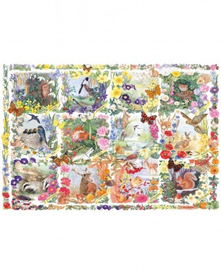 Puzzle 200 piese - Through The Seasons With Animals And Flowers (Schmidt-56422)