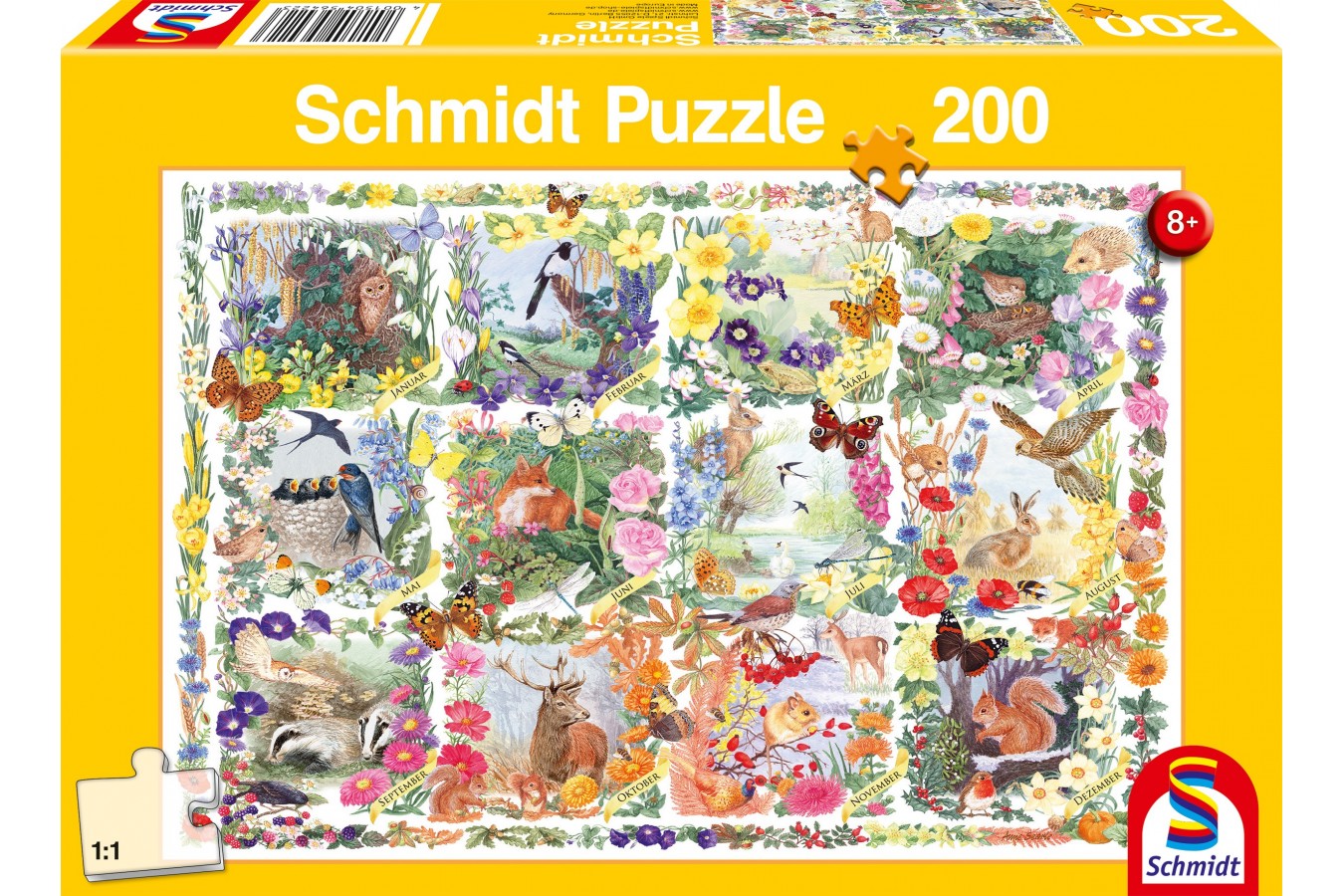 Puzzle 200 piese - Through The Seasons With Animals And Flowers (Schmidt-56422)