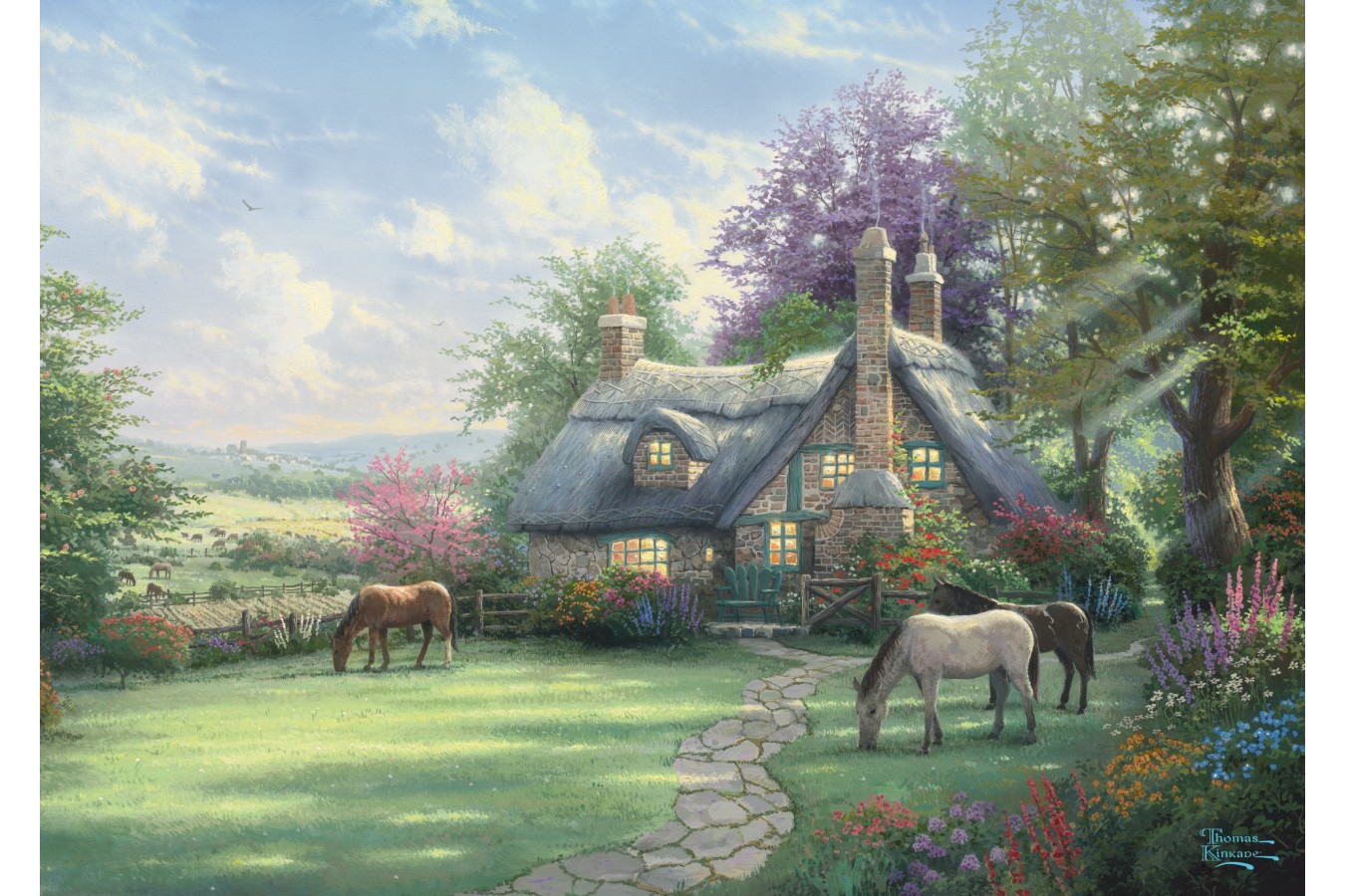 Puzzle 500 piese - Thomas Kinkade: A Perfect Summer Day, cutie metalica (Schmidt-59692)