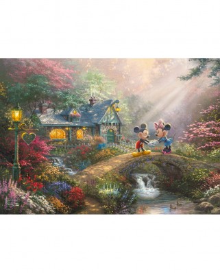 Puzzle 500 piese - Thomas Kinkade: Mickey & Minnie, cutie metalica (Schmidt-59928)