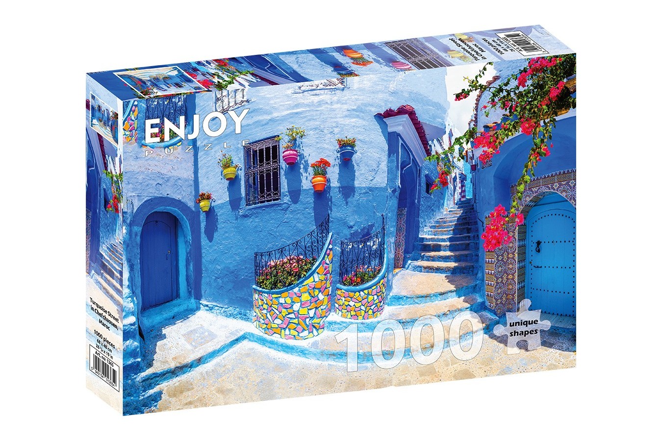 Puzzle 1000 piese Enjoy - Turquoise Street in Chefchaouen, Maroc (Enjoy-1365)